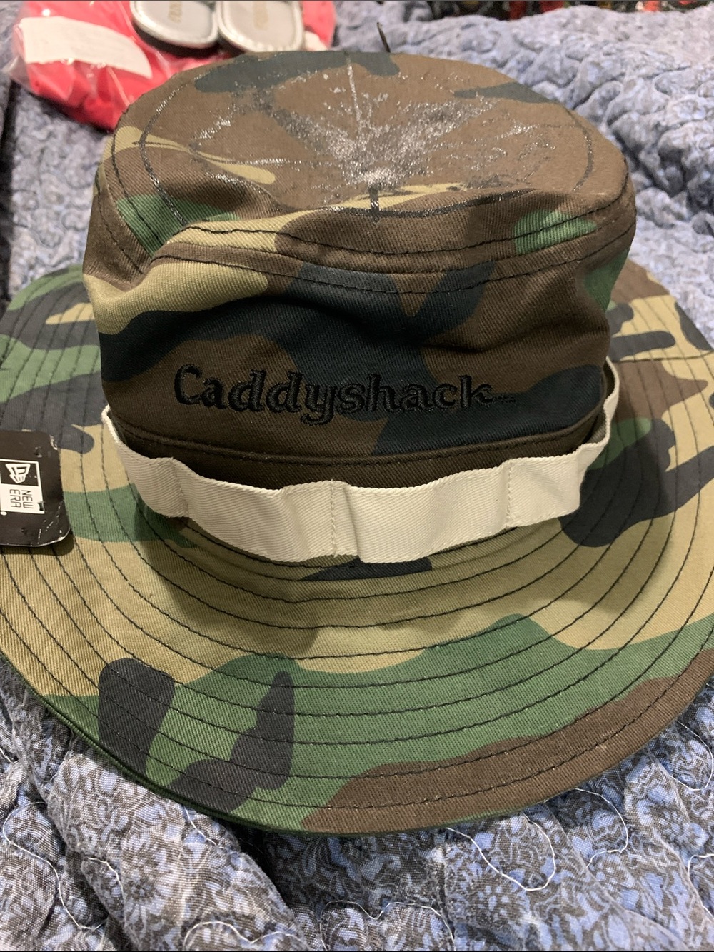 New Era Caddyshack Camouflage Bucket Hat with Cream Band
